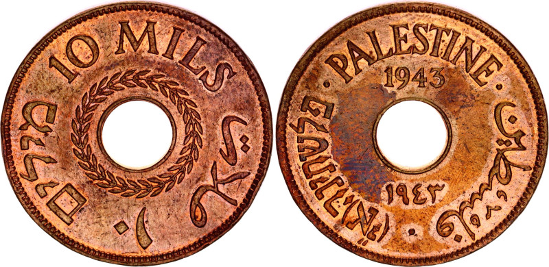 Palestine 10 Mils 1942

KM# 4a, N# 20748; Bronze; British Mandate; AUNC