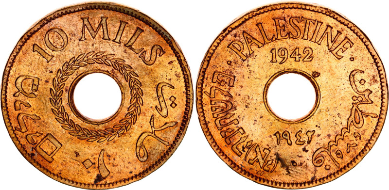 Palestine 10 Mils 1942

KM# 4a, N# 20748; Bronze; British Mandate; F, cleaned