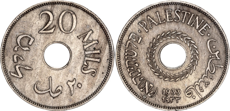 Palestine 20 Mils 1933

KM# 5, N# 9789; Copper-Nickel; British Mandate; VF-