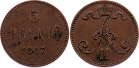 Russia - Finland 5 Pennia 1867