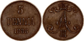 Russia - Finland 5 Pennia 1888