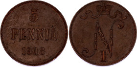 Russia - Finland 5 Pennia 1908