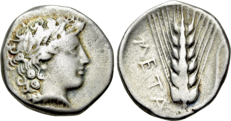 LUCANIA. Metapontion. Nomos - Stater (Circa 400-340 BC). Obverse die signed by A...