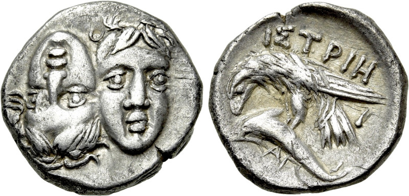 MOESIA. Istros. Drachm (4th century BC). 

Obv: Facing male heads, the left in...