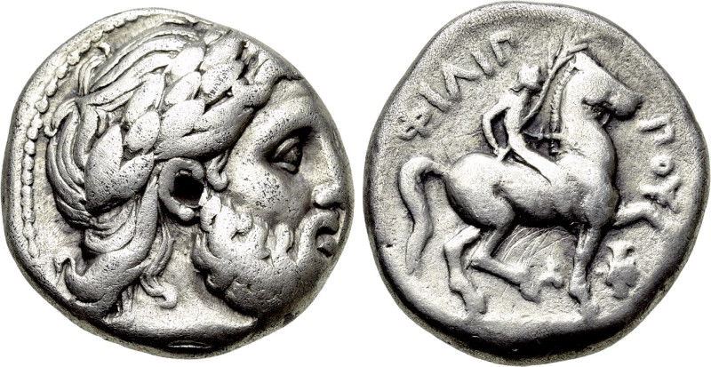 KINGS OF MACEDON. Philip II (359-336 BC). Tetradrachm. Amphipolis. 

Obv: Laur...