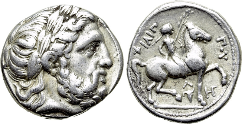 KINGS OF MACEDON. Philip II (359-336 BC). Tetradrachm. Amphipolis. 

Obv: Laur...