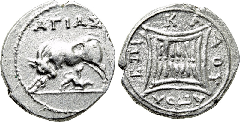 ILLYRIA. Apollonia. Drachm (Circa 229-100 BC). Agias and Epikados, magistrate. ...