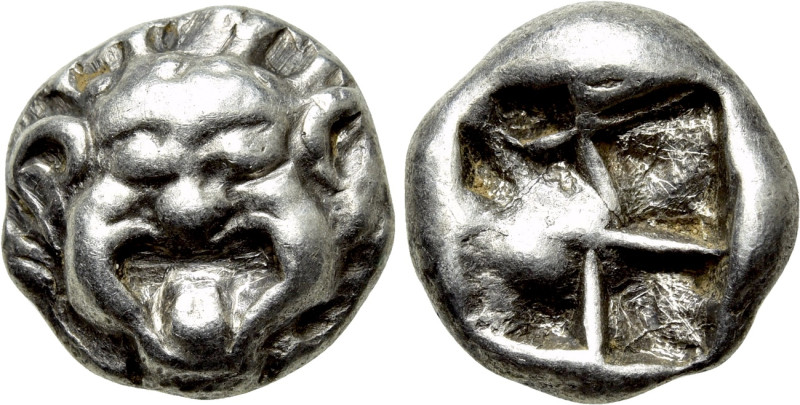 MYSIA. Parion. Drachm (5th century BC). 

Obv: Facing gorgoneion with protrudi...