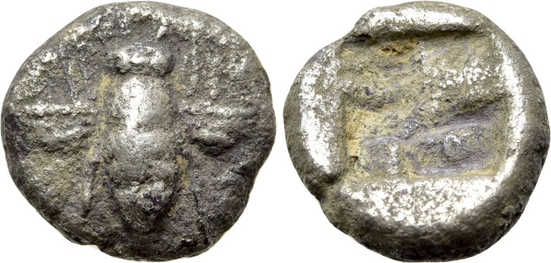 IONIA. Ephesos. Hemidrachm (Circa 550-500 BC). 

Obv: Bee.
Rev: Quadripartite...