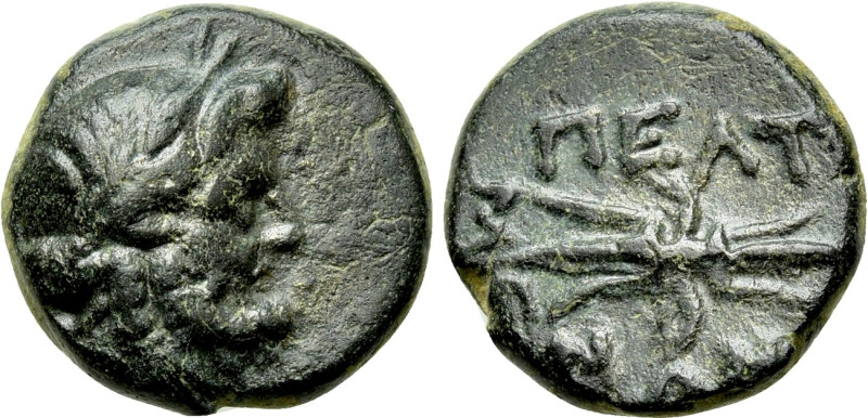 PHRYGIA. Peltai. Ae (Late 2nd-1st centuries BC). 

Obv: Laureate head of Zeus ...