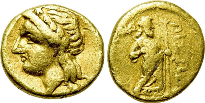 SATRAPS OF CARIA. Pixodaros (Circa 341/0-336/5 BC). GOLD Sixth Daric. Halikarnas...