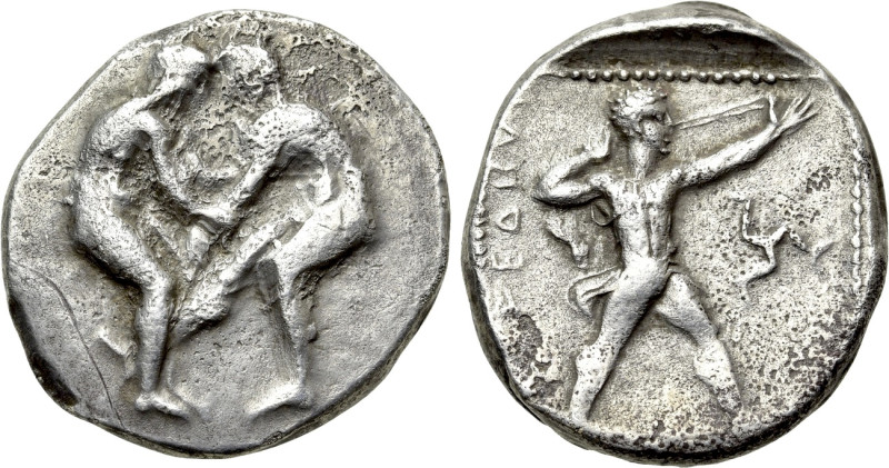 PAMPHYLIA. Aspendos. Stater (Circa 380/75-330/25 BC). 

Obv: Two wrestlers gra...