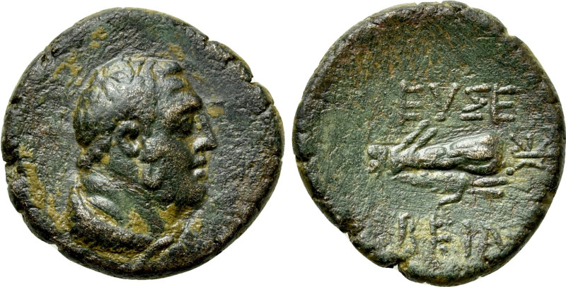 CAPPADOCIA. Caesarea (as Eusebeia). Ae (1st century BC). 

Obv: Bust of Herakl...