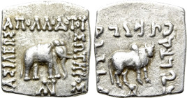 KINGS OF BAKTRIA. Apollodotos I Soter (Circa 180-160 BC). Drachm