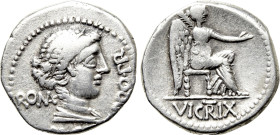 M. PORCIUS CATO. Denarius (47-46 BC). Utica