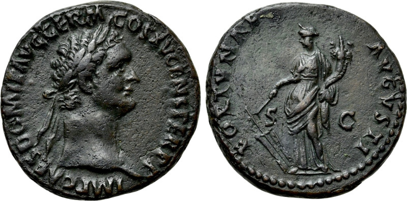 DOMITIAN (81-96). As. Rome. 

Obv: IMP CAES DOMIT AVG GERM COS XV CENS PER P P...