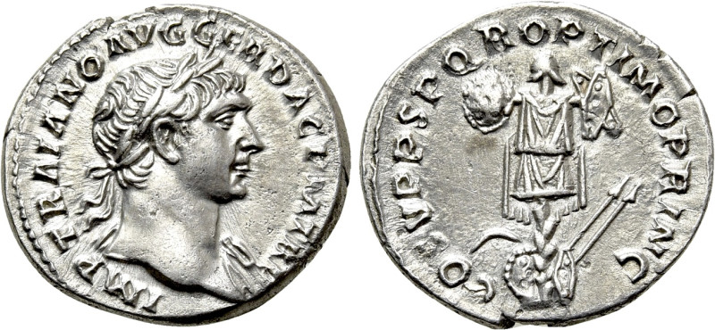 TRAJAN (98-117). Denarius. Rome. 

Obv: IMP TRAIANO AVG GER DAC P M TR P. 
La...