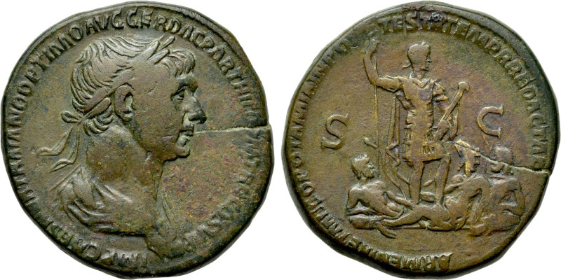 TRAJAN (98-117). Sestertius. Rome. 

Obv: IMP CAES NER TRAIANO OPTIMO AVG GER ...