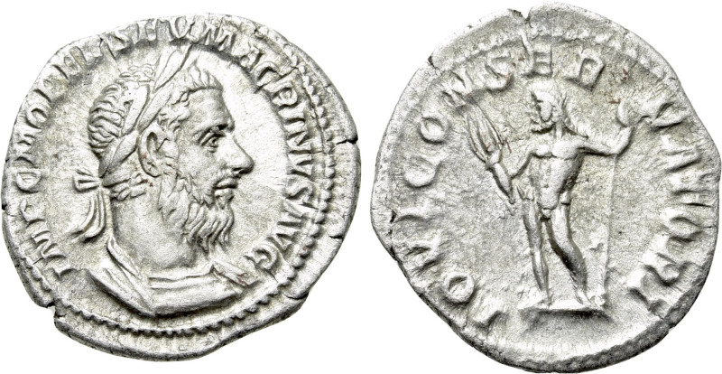 MACRINUS (217-218). Denarius. Rome. 

Obv: IMP C M OPEL SEV MACRINVS AVG. 
La...