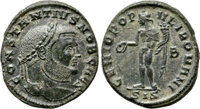 CONSTANTIUS I (Caesar, 293-305). Follis. Siscia. 

Obv: CONSTANTIVS NOB CAES. ...