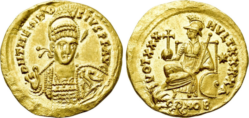 THEODOSIUS II (402-450). GOLD Solidus. Constantinople. 

Obv: D N THEODOSIVS P...