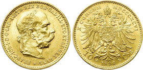 AUSTRIAN EMPIRE. Franz Josef I (1848-1916). GOLD 10 Corona (1896). Wien (Vienna)