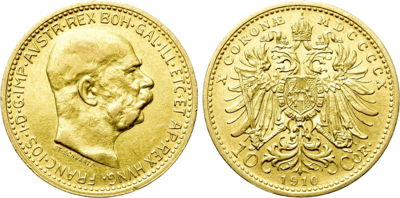 AUSTRIAN EMPIRE. Franz Josef I (1848-1916). GOLD 10 Corona (1910). Wien (Vienna)...