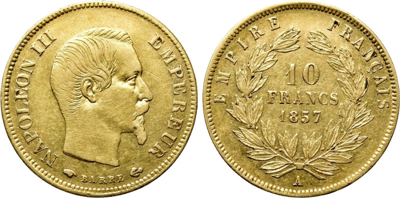 FRANCE. Napoleon III (1852-1870). GOLD 10 Francs (1857-A). Paris. 

Obv: NAPOL...