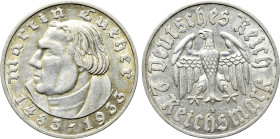 GERMANY. 2 Reichsmark (1933). 450th Anniversary of Birth of Martin Luther