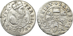 HOLY ROMAN EMPIRE. Ferdinand (Archduke, 1564-1595). 3 Kreuzer. Ensisheim