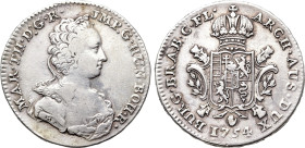 HOLY ROMAN EMPIRE. Maria Theresia (1740-1780). 1/2 Ducaton (1754). Antwerp. Struck for Brabant