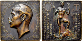 GERMANY. Hessen-Darmstadt. Ernst Ludwig (1892-1918). Ae Plaque (1907). 300th anniversary of the University of Giessen