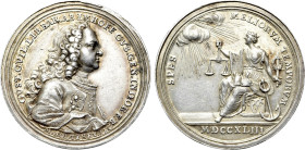 GERMANY. Nürnberg. Gustav Wilhelm Freiherr von Imhoff. Medal (1743)