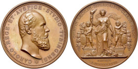 GERMANY. Württemberg. Karl (1864-1891). Ae Medal (1877). K. Schwenzer. 400th anniversary of the University of Tübingen