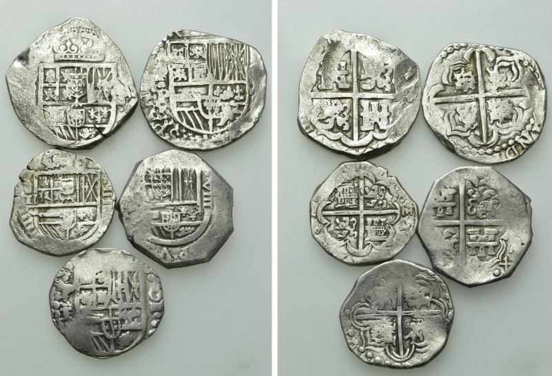 Biddr Numismatik Naumann Auction 127 Lot 1315 5 Spanish Cob Coins biddr-numismatik-naumann-auction-127-lot-1315-5-spanish-cob-coins