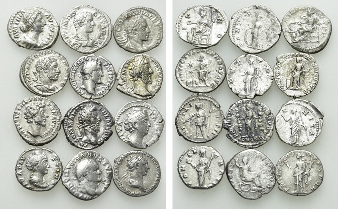 12 Roman Denarii. 

Obv: .
Rev: .

. 

Condition: See picture.

Weight:...