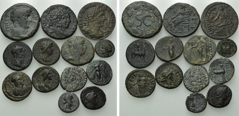 13 Greek and Roman Coins. 

Obv: .
Rev: .

. 

Condition: See picture.
...