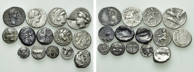 14 Greek and Roman Coins. 

Obv: .
Rev: .

. 

Condition: See picture.
...