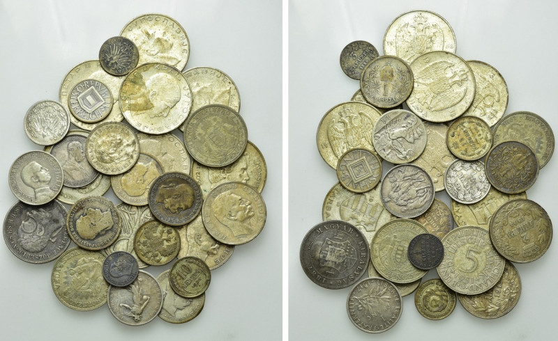 27 Silver Coins (Circa 210 gr gross weight); Yugoslavia, Austria etc. 

Obv: ....