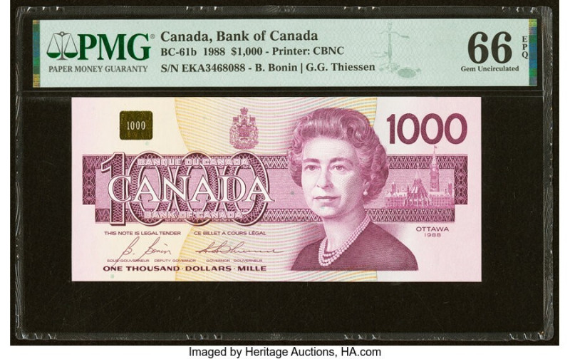Canada Bank of Canada $1000 1988 BC-61b PMG Gem Uncirculated 66 EPQ. HID09801242...