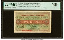 Ceylon Government of Ceylon 2 Rupees 1.3.1917 Pick 17 PMG Very Fine 20. HID09801242017 © 2022 Heritage Auctions | All Rights Reserved