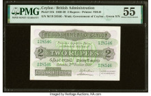 Ceylon Government of Ceylon 2 Rupees 2.10.1939 Pick 21b PMG About Uncirculated 55. Minor rust is noted on this example. HID09801242017 © 2022 Heritage...