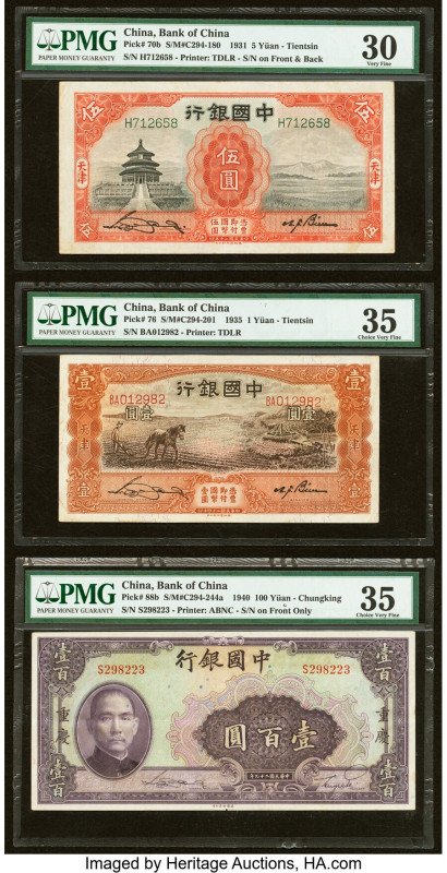 China Bank of China, Tientsin (2); Chungking 5; 1; 100 Yuan 1.1931; 3.1935; 1940...