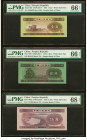 China People's Bank of China 1; 2; 5 Jiao 1953 Pick 863; 864; 865a Three Examples PMG Gem Uncirculated 66 EPQ (2); Superb Gem Unc 68 EPQ. HID098012420...