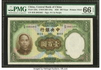 China Central Bank of China 100 Yuan 1936 Pick 220a S/M#C300-104a PMG Gem Uncirculated 66 EPQ. HID09801242017 © 2022 Heritage Auctions | All Rights Re...