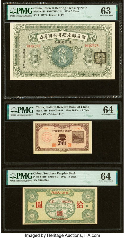 China Interest Bearing Treasury Note 5 Yuan 1920 Pick 628b S/M#T185-11b PMG Choi...