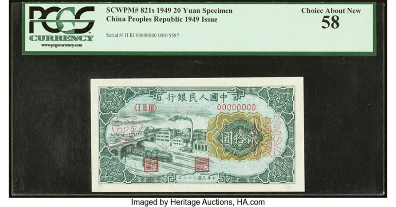 China People's Bank of China 20 Yuan 1949 Pick 821s S/M#C282-32 Specimen PCGS Ch...