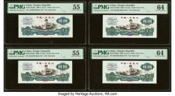 China People's Bank of China 2 Yuan 1960 Pick 875b2 Four Examples PMG Choice Uncirculated 64 (2); About Uncirculated 55 (2). HID09801242017 © 2022 Her...