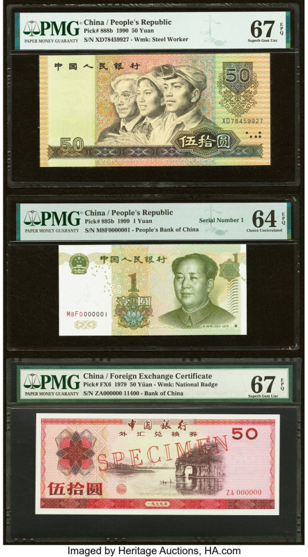 China People's Bank of China 50 Yuan 1990 Pick 888b PMG Superb Gem Unc 67 EPQ; S...