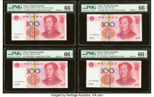 Fancy Serial Number Lot China People's Bank of China 100 Yuan 2005 Pick 907 Ten Examples PMG Gem Uncirculated 66 EPQ (10). Solid serial numbers 111111...